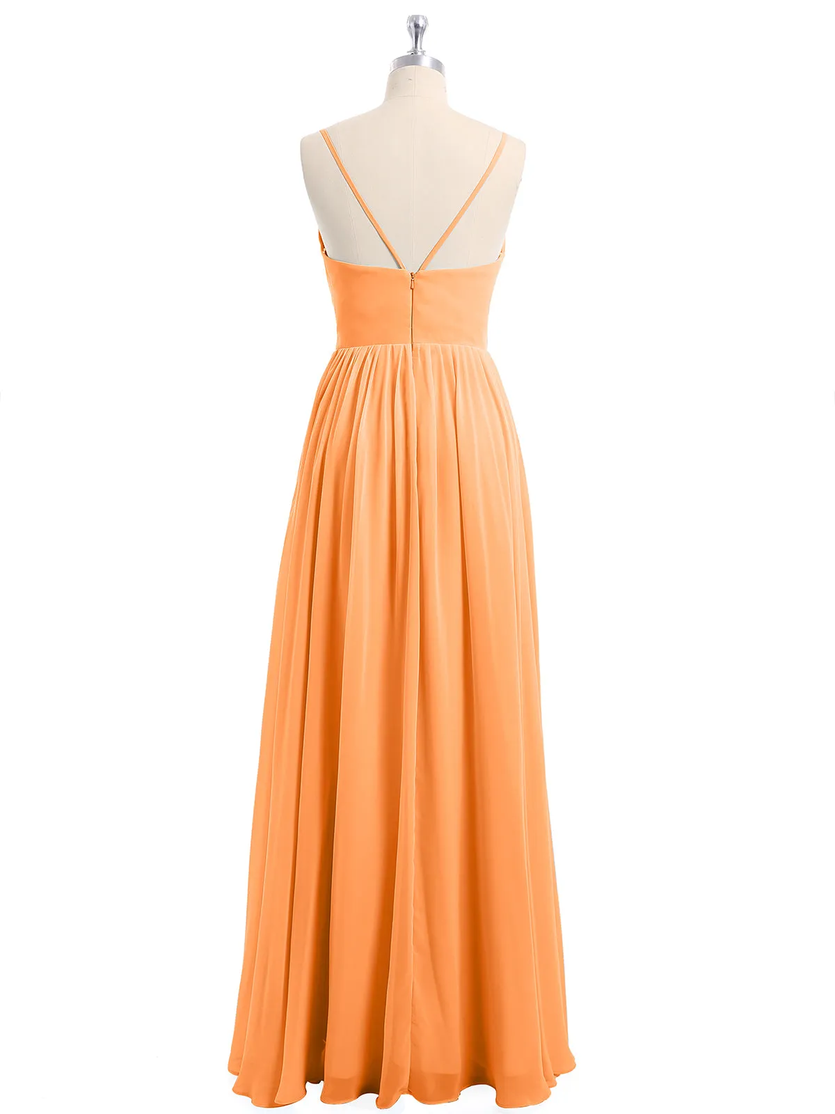 Chiffon Bridesmaid Dresses with Spaghetti Straps-Orange