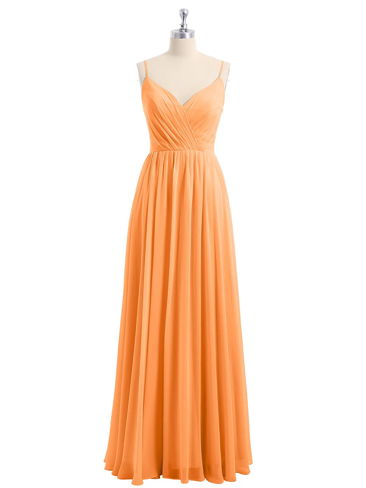 Chiffon Bridesmaid Dresses with Spaghetti Straps-Orange
