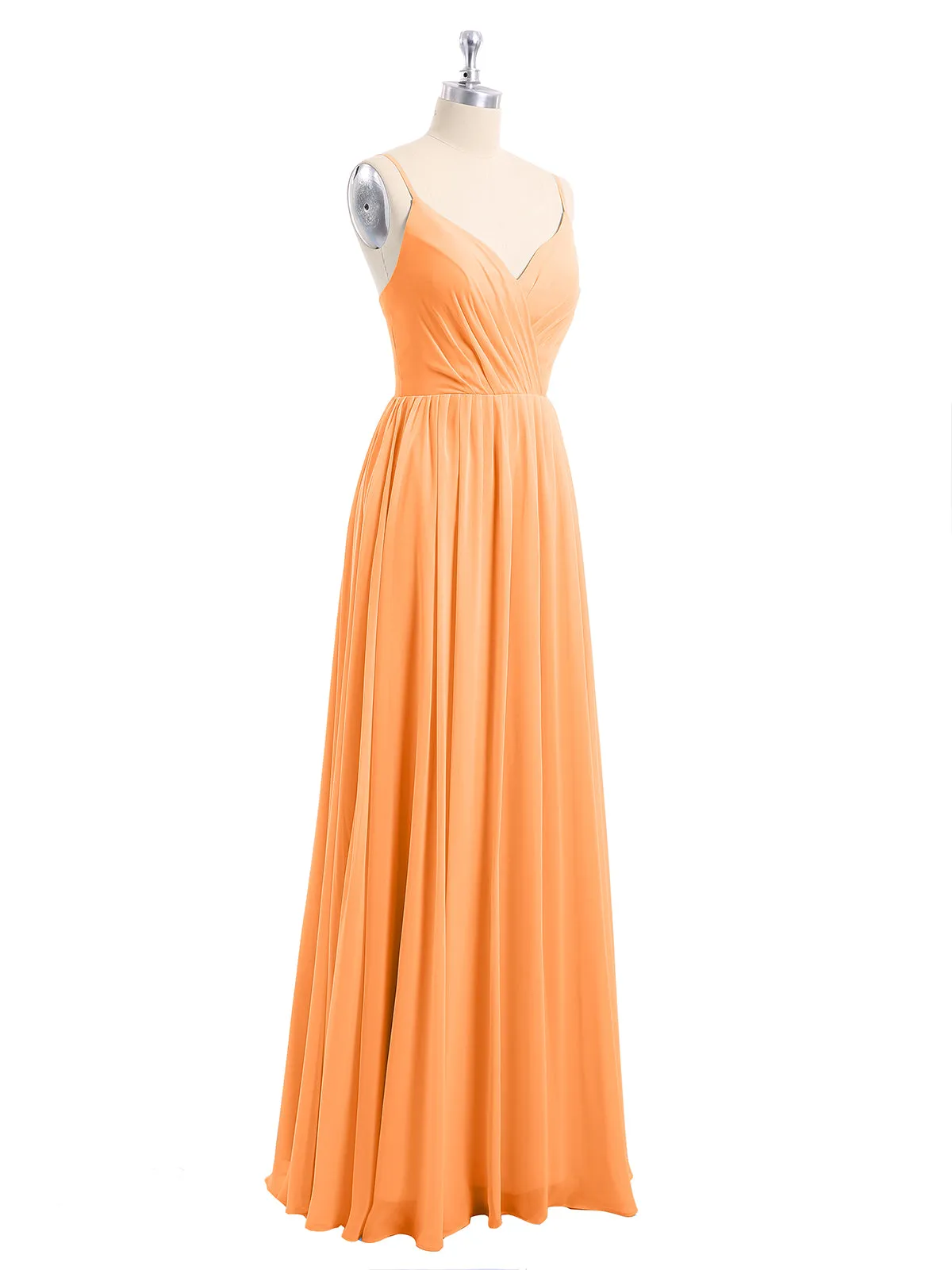 Chiffon Bridesmaid Dresses with Spaghetti Straps-Orange