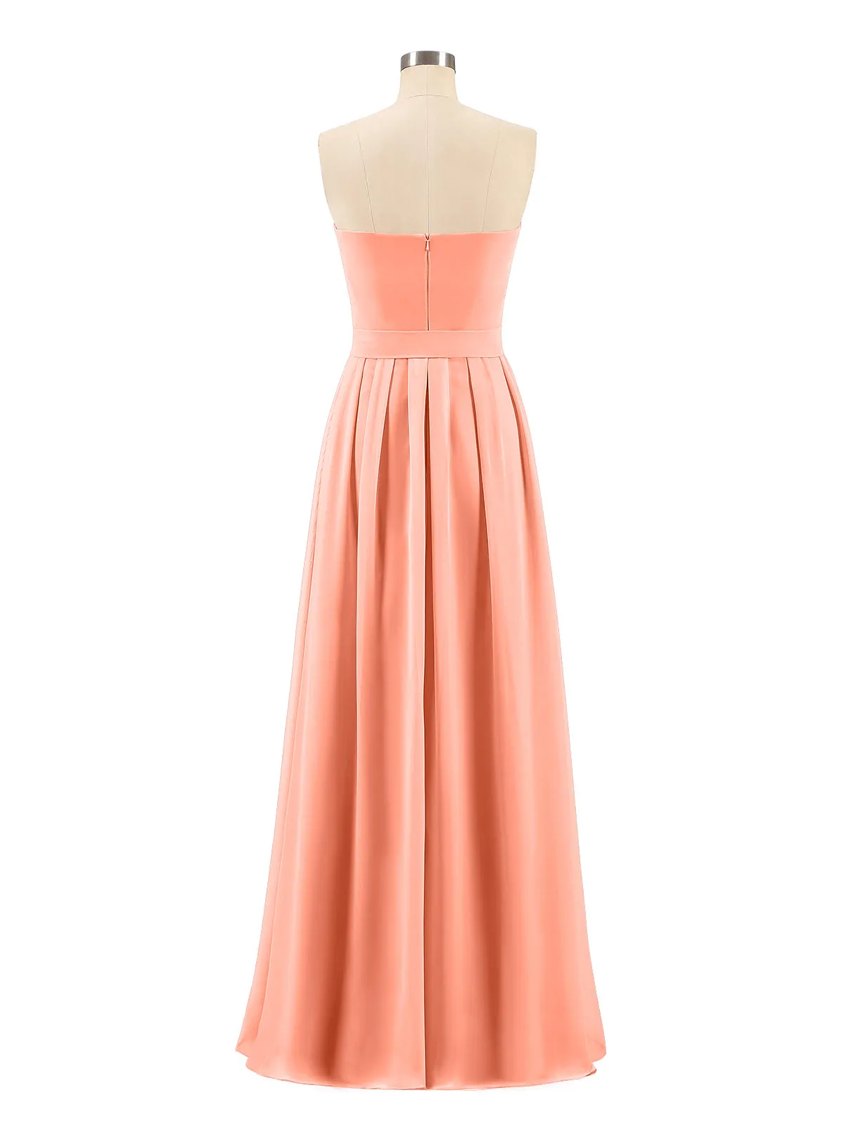 Chiffon Strapless Bridesmaid Gown with Sash-Sunset Plus Size
