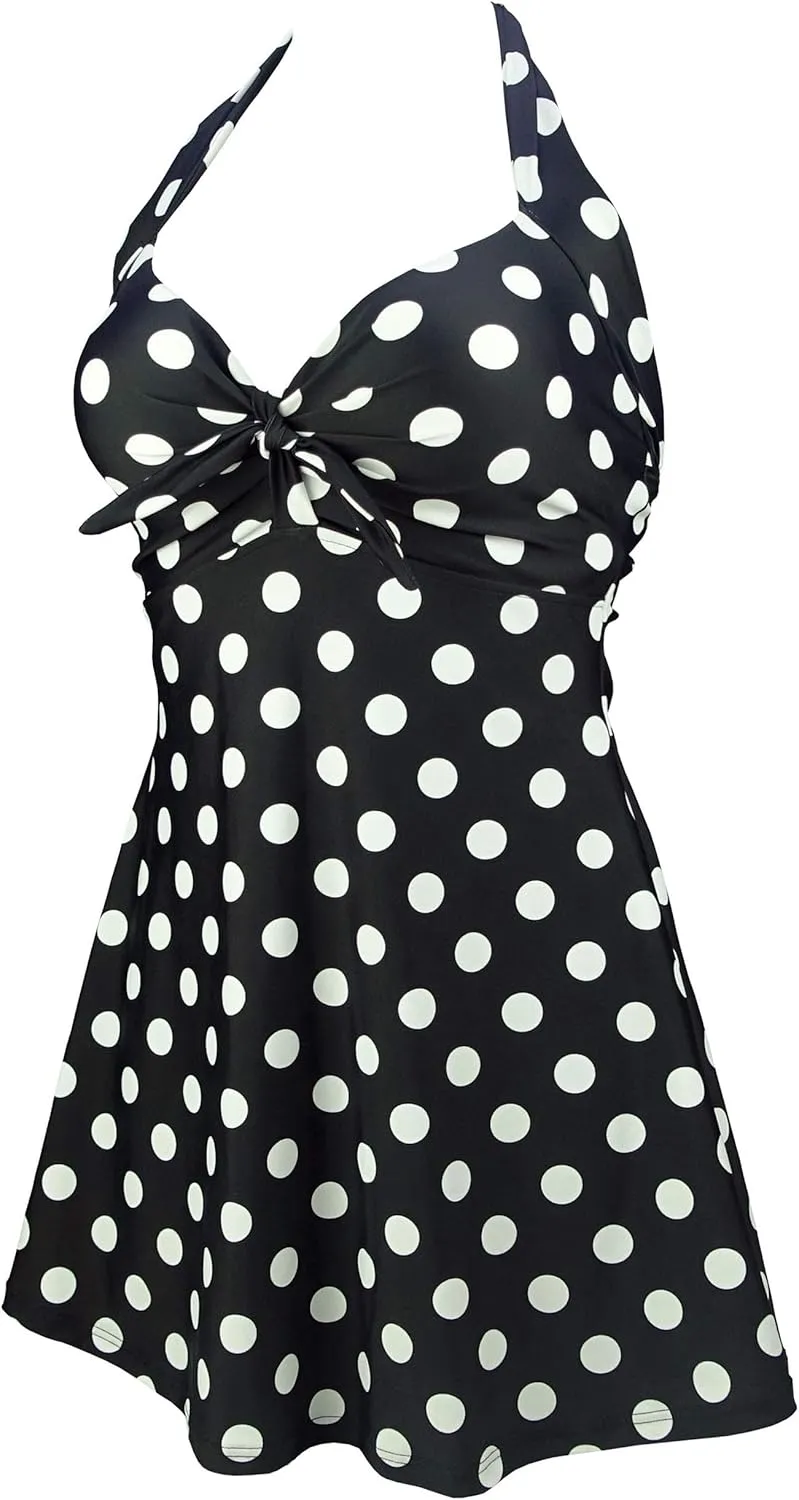 COCOSHIP Vintage Sailor Pin Up Swimsuit Retro One Piece Skirtini Cover Up Swimdress(FBA)