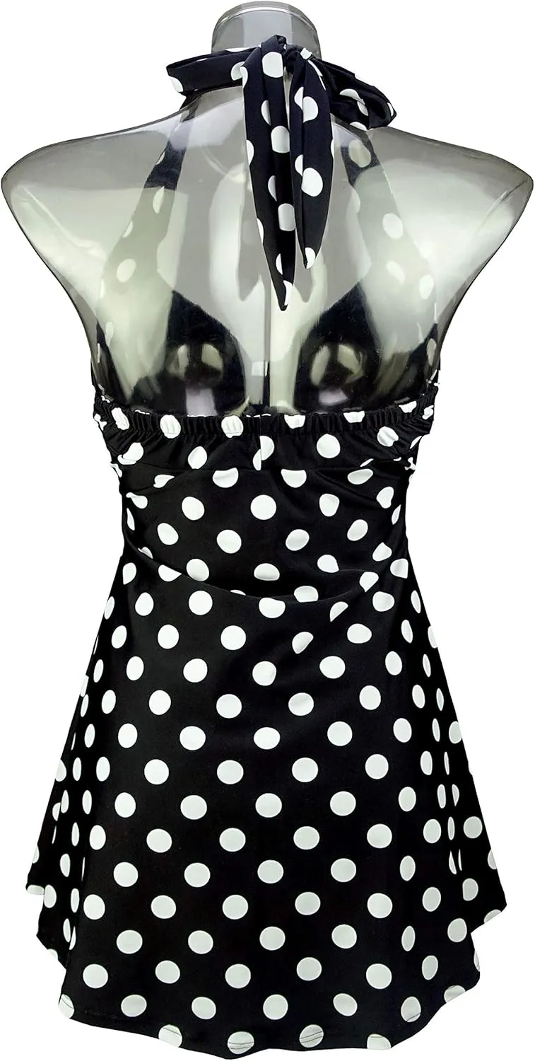 COCOSHIP Vintage Sailor Pin Up Swimsuit Retro One Piece Skirtini Cover Up Swimdress(FBA)