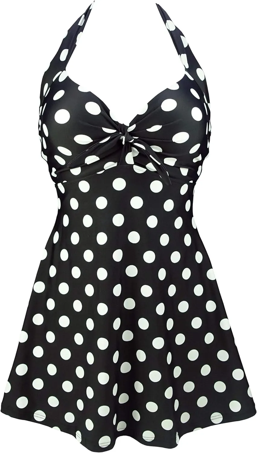 COCOSHIP Vintage Sailor Pin Up Swimsuit Retro One Piece Skirtini Cover Up Swimdress(FBA)