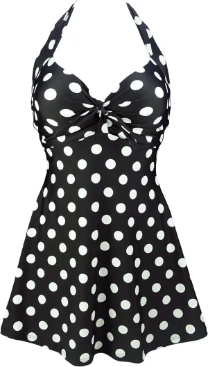 COCOSHIP Vintage Sailor Pin Up Swimsuit Retro One Piece Skirtini Cover Up Swimdress(FBA)