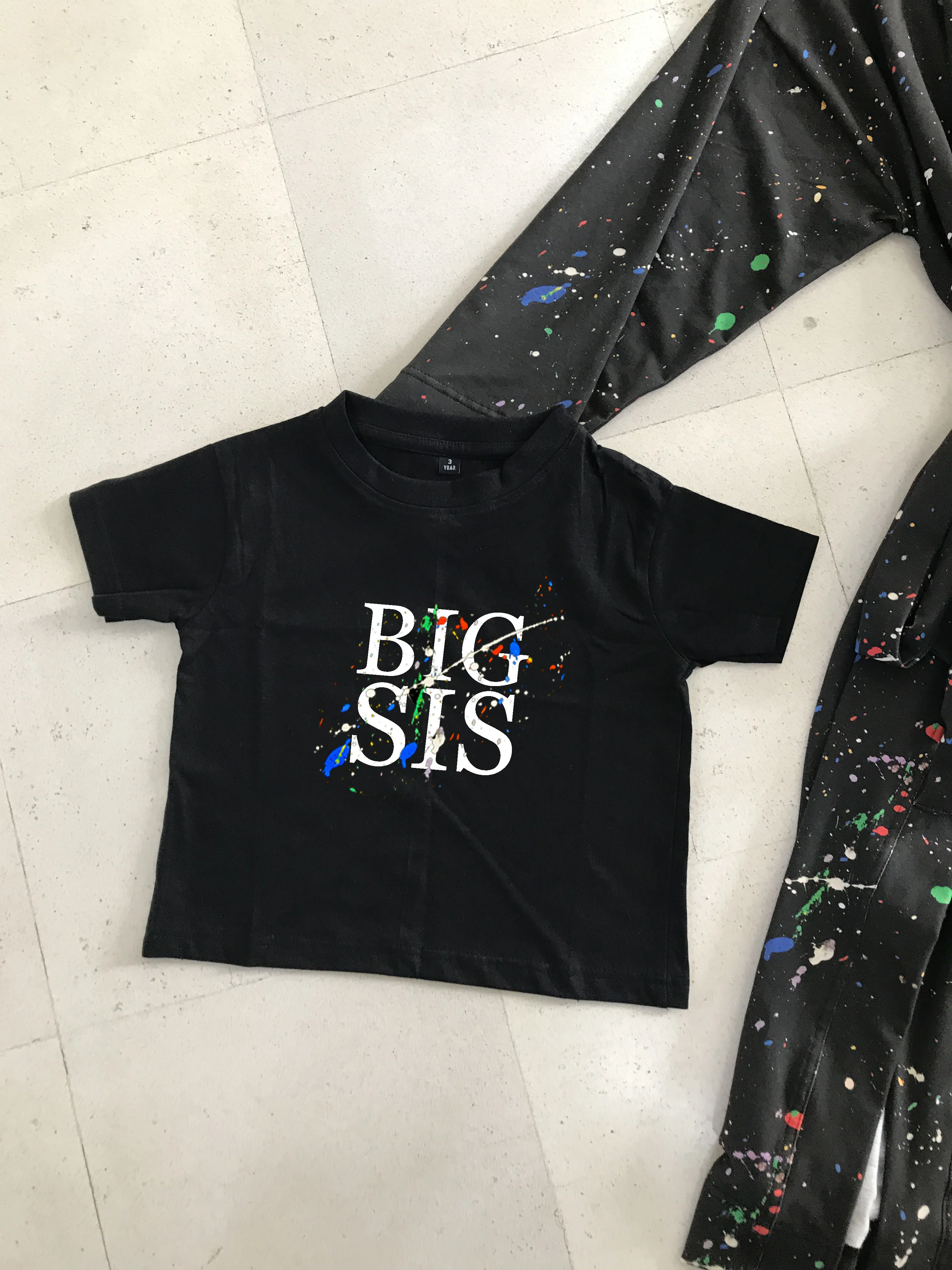 Color Splash Matching Maternity Family Outfit Set  Robe, Swaddle, Hat, Dad Tee & Big Sibling Shirt