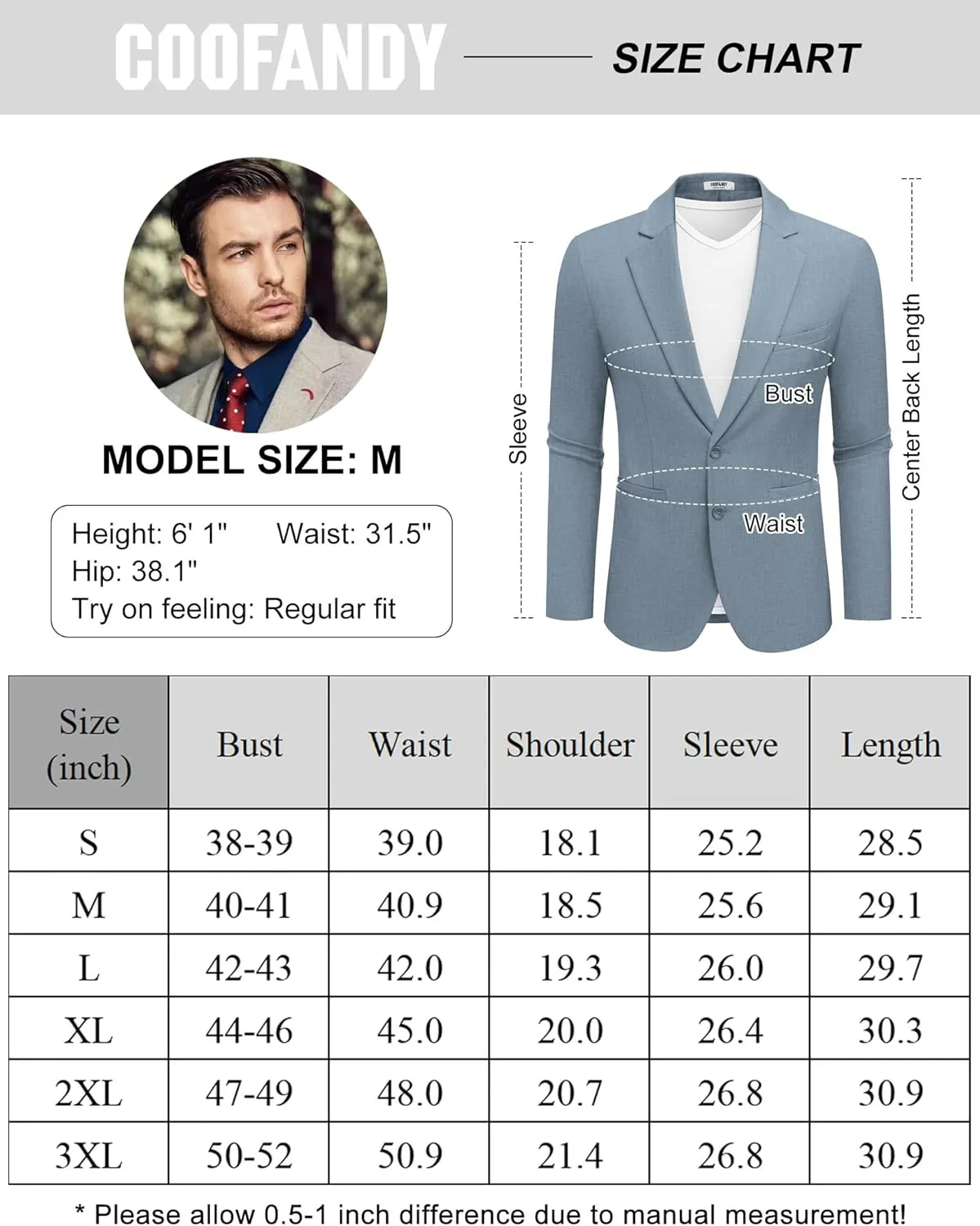 COOFANDY Men Casual Blazer Sport Coats Slim Fit Lightweight Business Two Button Suit Jackets