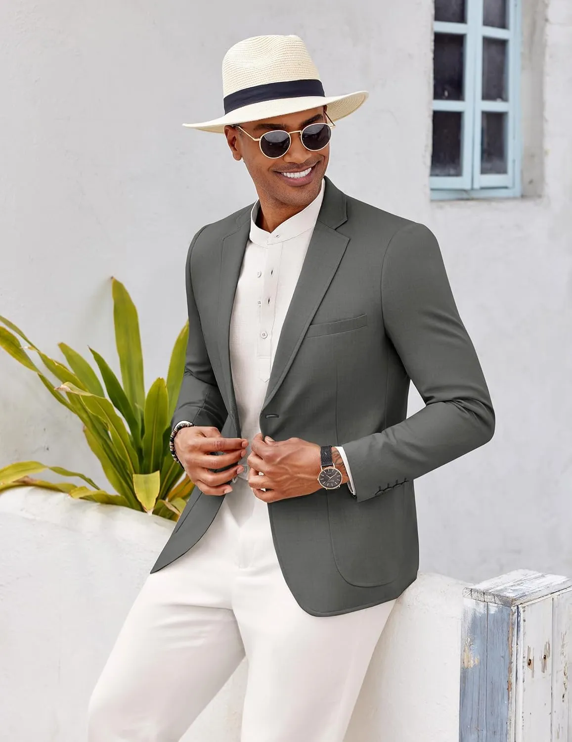 COOFANDY Mens Casual Blazer Two Button Sport Coat Lightweight Business Jackets with Pockets