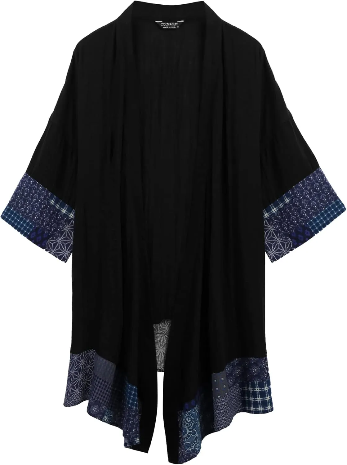 COOFANDY Men's Ruffle Shawl Collar Lightweight Cardigan Long Kimono Jackets Open Front Drape Cape Coat