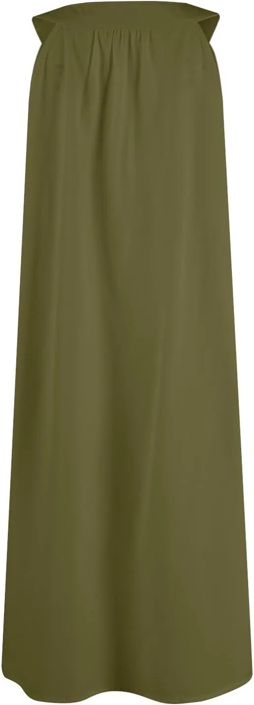 Cotton Nightgowns for Women Sleeveless Soft Lightweight Sleep Dress Summer Comfy Pleated V Neck Night Dress