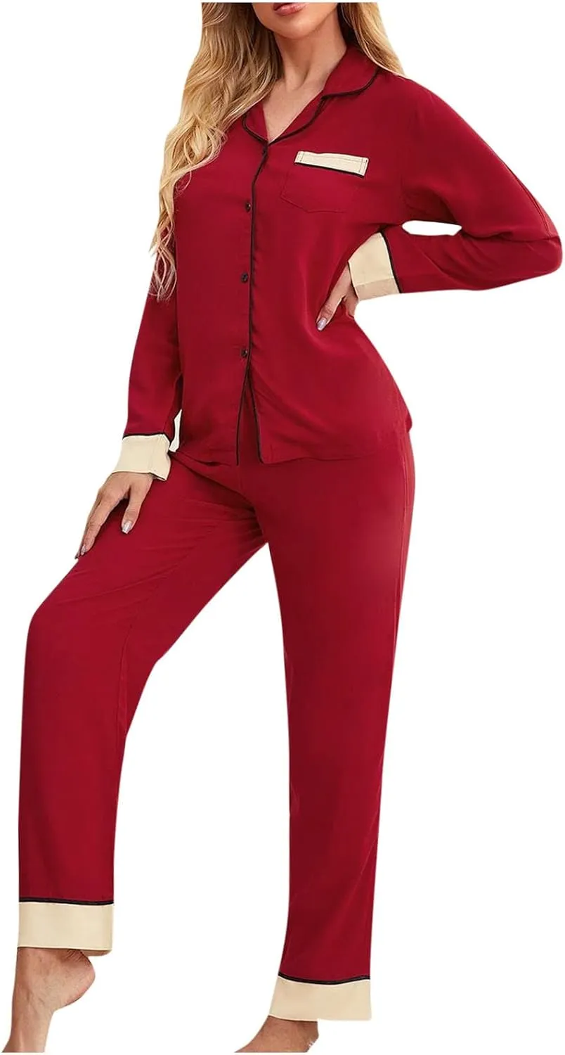 Cotton Pajamas Set Women's Long Sleeve Sleepwear Kimono Robe and Plaid Pants Suit Nightwear Soft Pj Lounge Sets