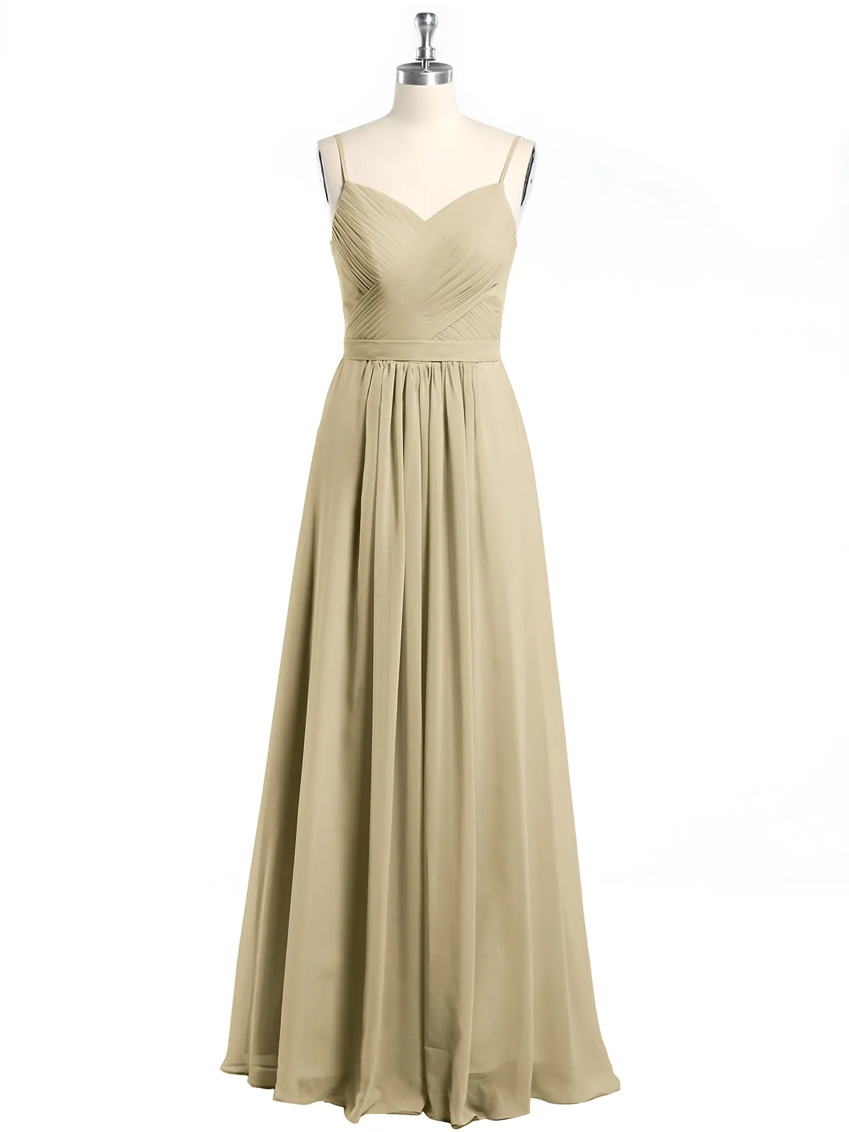 Cross Pleated Bodice Spaghetti Strap Dresses Champagne Plus Size