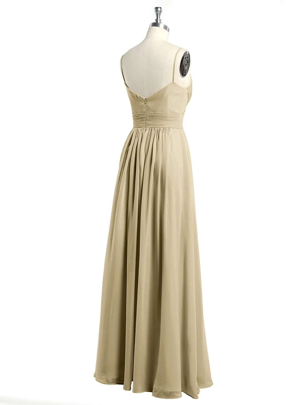Cross Pleated Bodice Spaghetti Strap Dresses Champagne Plus Size