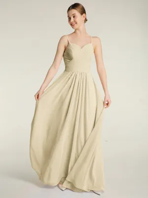 Cross Pleated Bodice Spaghetti Strap Dresses Champagne Plus Size