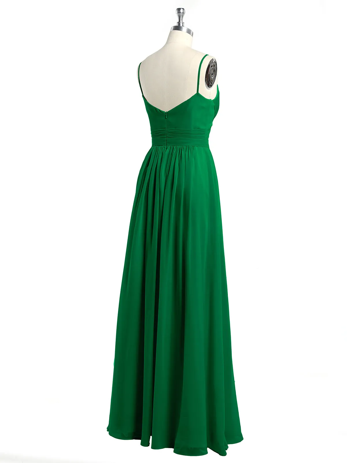 Cross Pleated Bodice Spaghetti Strap Dresses Emerald Plus Size