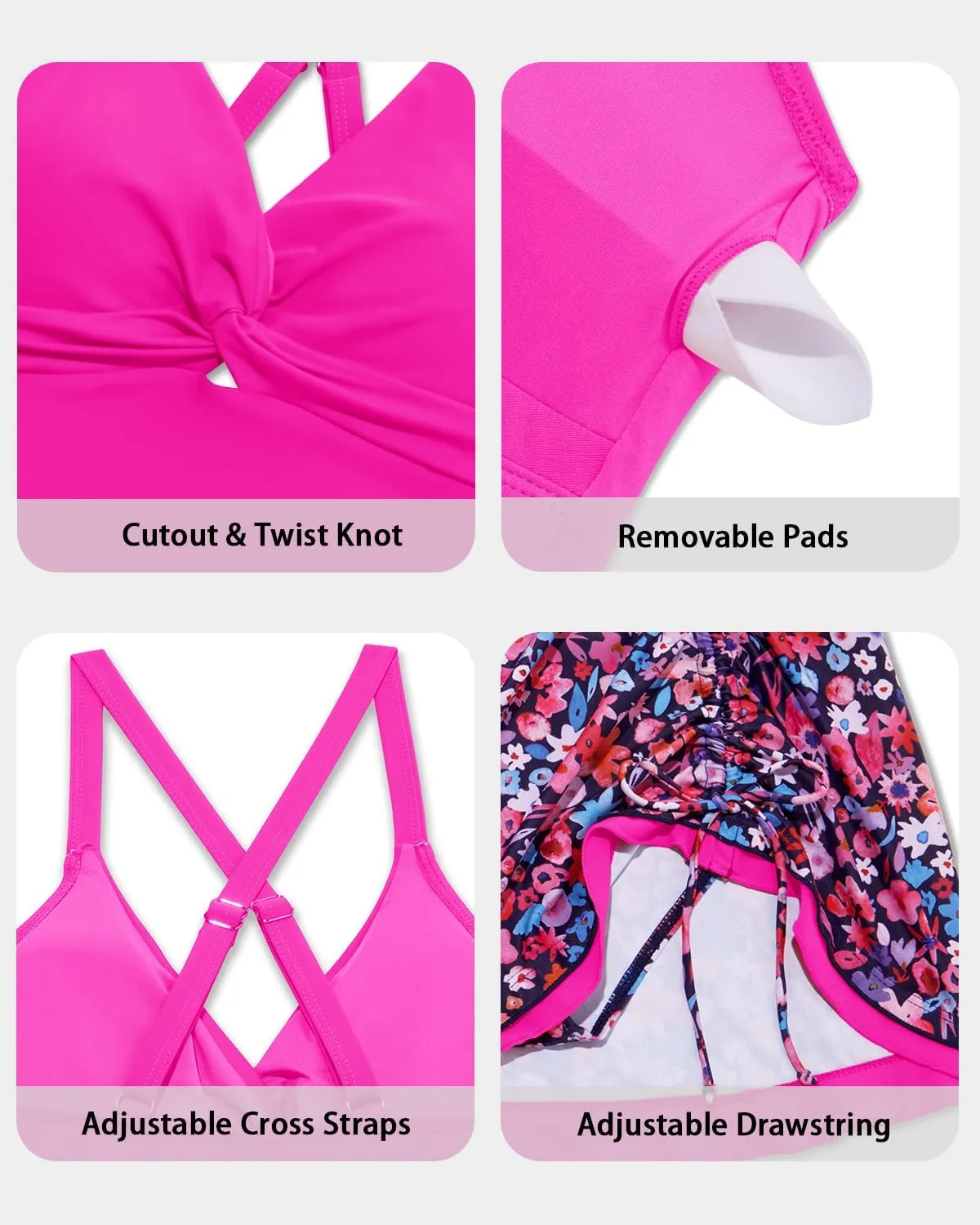 Daci Womens Tankini Swimsuits with Skirt - 2 Piece Tummy Control Bathing Suits Knot Twist Tankini Sets 2025