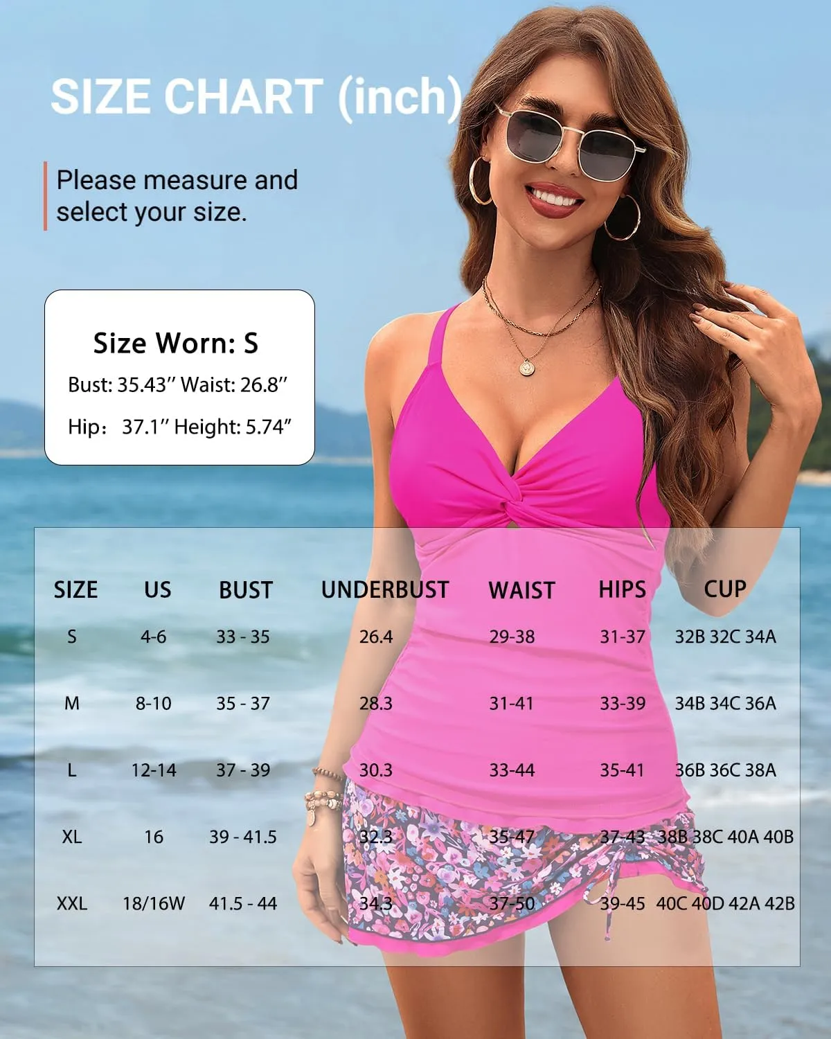 Daci Womens Tankini Swimsuits with Skirt - 2 Piece Tummy Control Bathing Suits Knot Twist Tankini Sets 2025