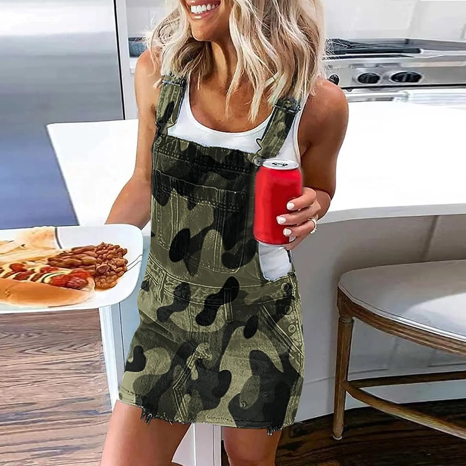Denim Dresses for Women Sexy Summer 2024 Trendy Casual Dress V-Neck Zipped Button Down Sleeveless Frocks