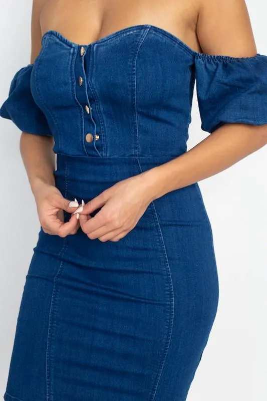 Denim Jumpsuit With Collar