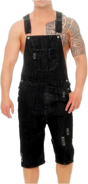 Dgoopd Mens Bib Overall Shorts Casual Denim Rompers Jeans Jumpsuit Shorts Above Knee Length Rompers Front Pocket Overall