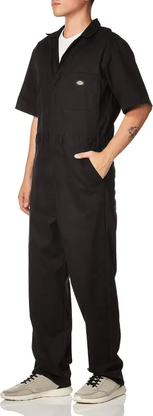 Dickies mens Flex Short Sleeve Work Utility Coveralls, Black, Large US