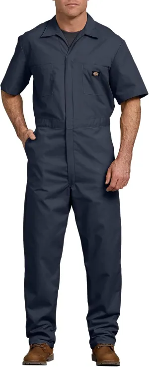 Dickies Mens Short-Sleeve Overalls and Coveralls Workwear Apparel, Dark Navy, X-Large Short US