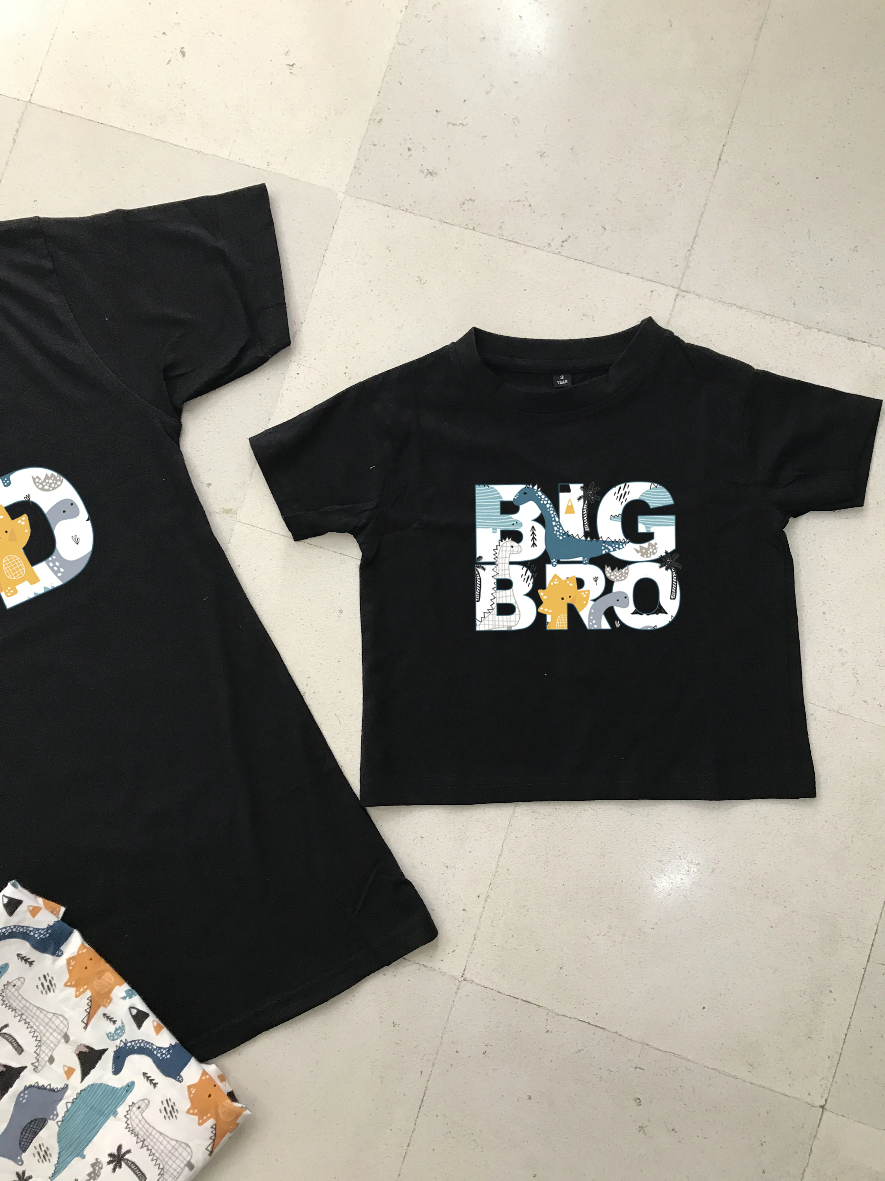 Dino-Themed Matching Maternity Family Outfit Set  Robe, Swaddle, Hat, Dad Tee & Big Sibling Shirt