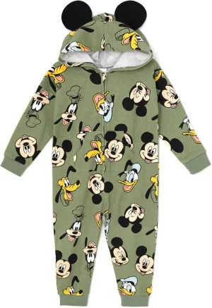 Disney Mickey Mouse Goofy Donald Duck Daisy Duck Fleece Zip Up Coverall Infant to Little Kid