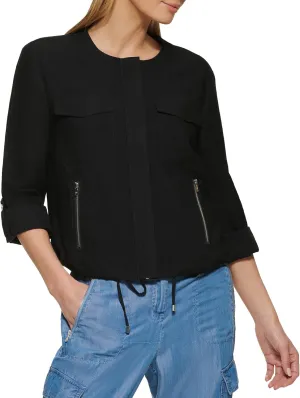 DKNY Women's Drawstring Zip-up Lightweight Jacket