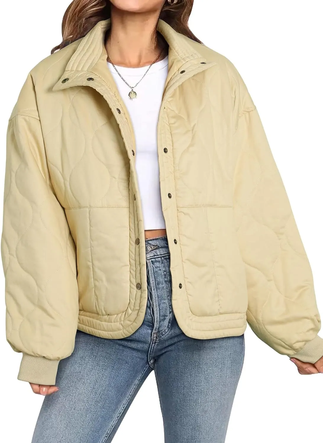 Dokotoo Womens Quilted Puffer Jackets Lightweight Button Down Padded Jacket Coats with Pockets