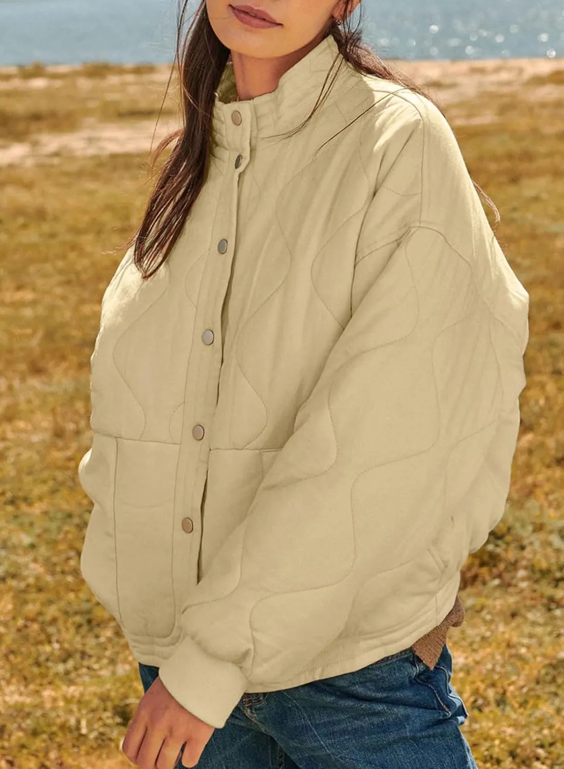Dokotoo Womens Quilted Puffer Jackets Lightweight Button Down Padded Jacket Coats with Pockets
