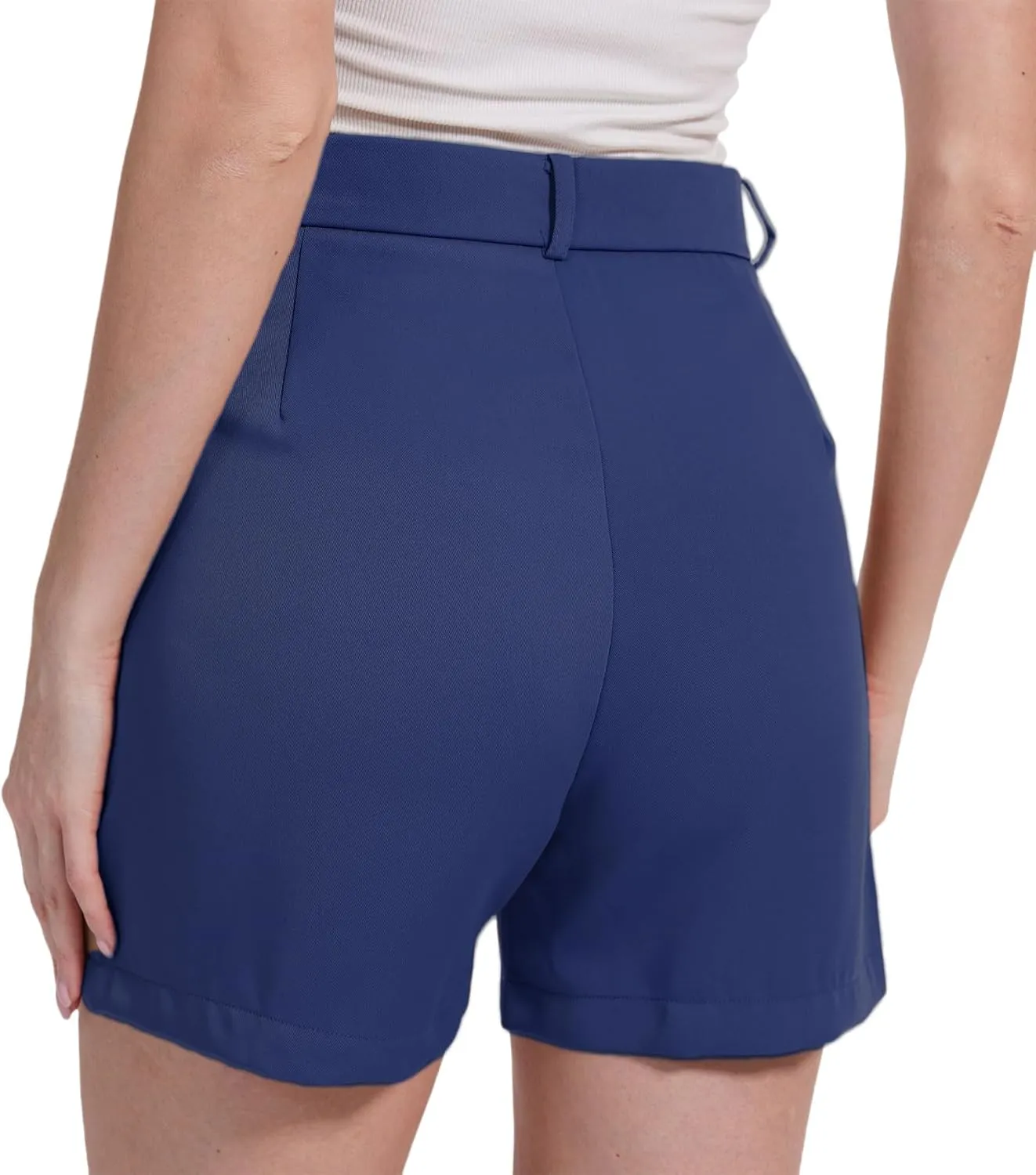 Double Plus Open Womens Bermuda Dressy Shorts High Waist Business Casual Pleated Tailored Wide Leg Summer Shorts with Pockets