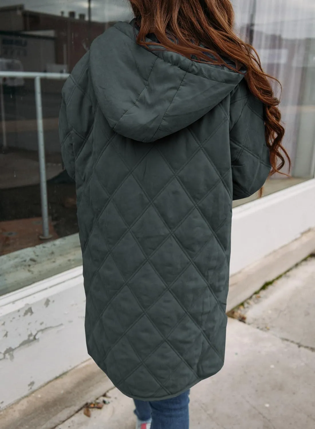 Ebifin Womens Long Quilted Puffer Jacket Winter Warm Hooded Lightweight Parkas Coat with Pockets