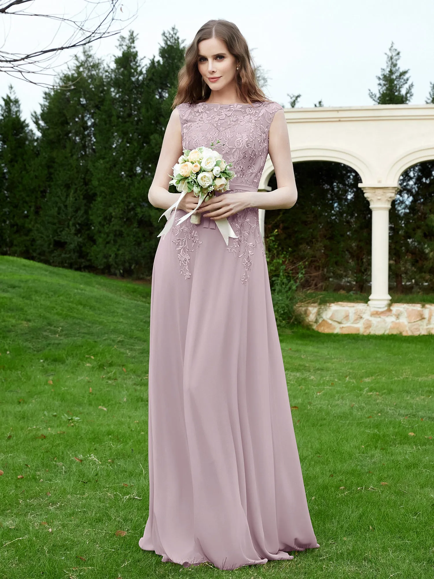 Elegant Illusion Lace Appliqued Dress With Buttons Dusk Plus Size