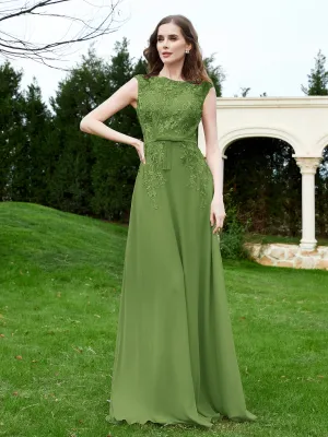 Elegant Illusion Lace Appliqued Dress With Buttons Moss