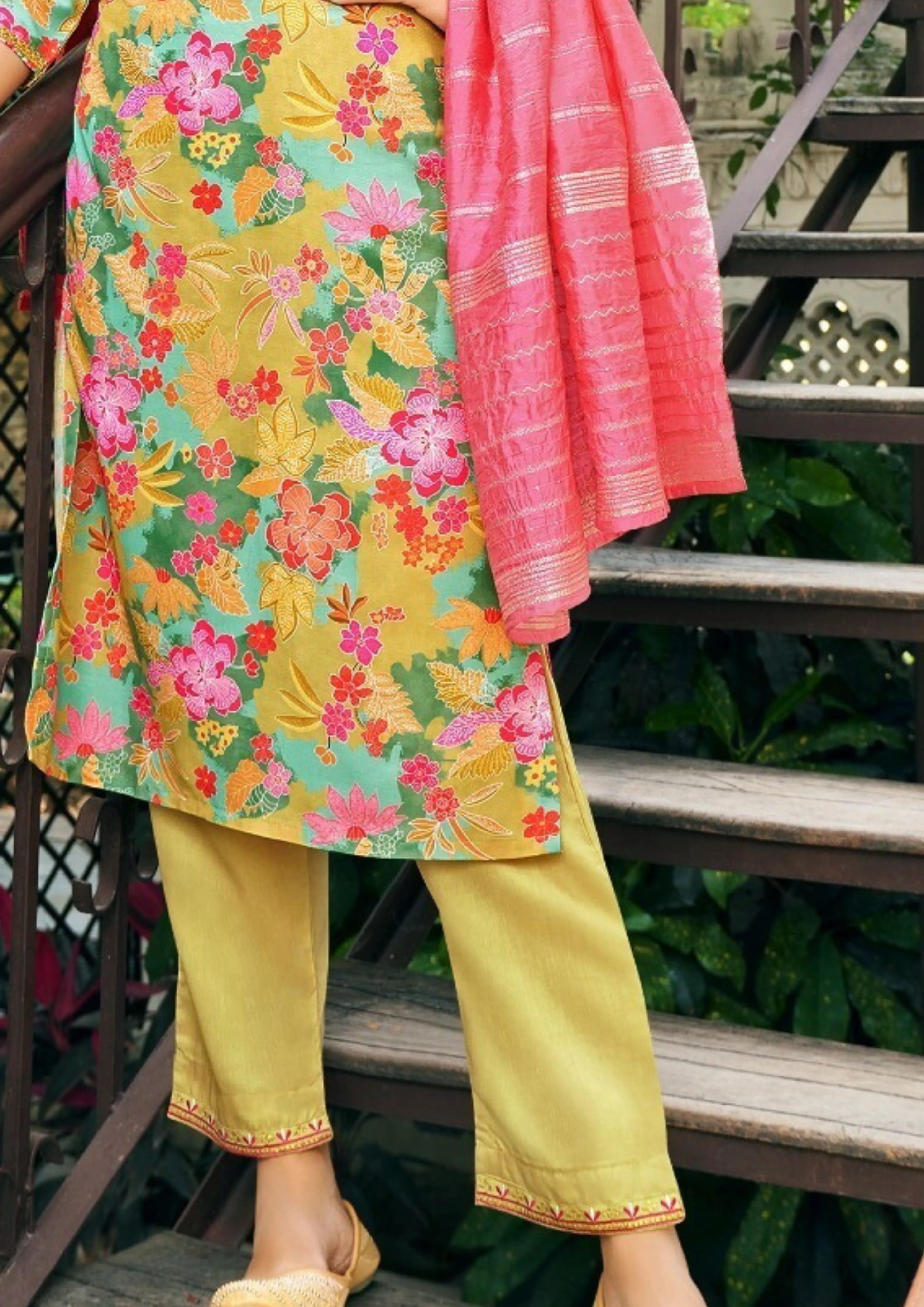 Elegant Mustard Yellow Color Straight Kurthi With Pant And Fancy Jacquard Dupatta For Women