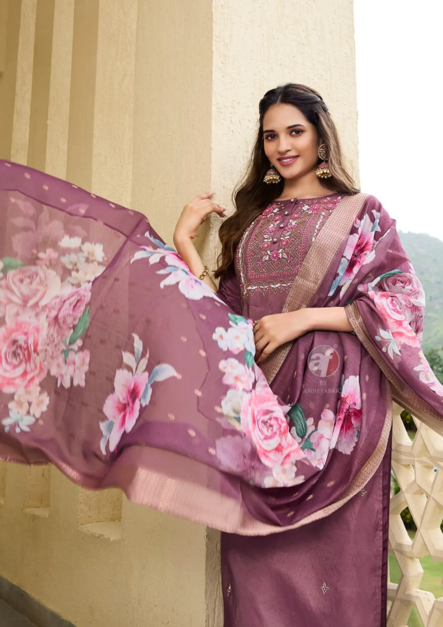 Elegant Purple Color Hand Work Salwar Suits With Dupatta Set For Women