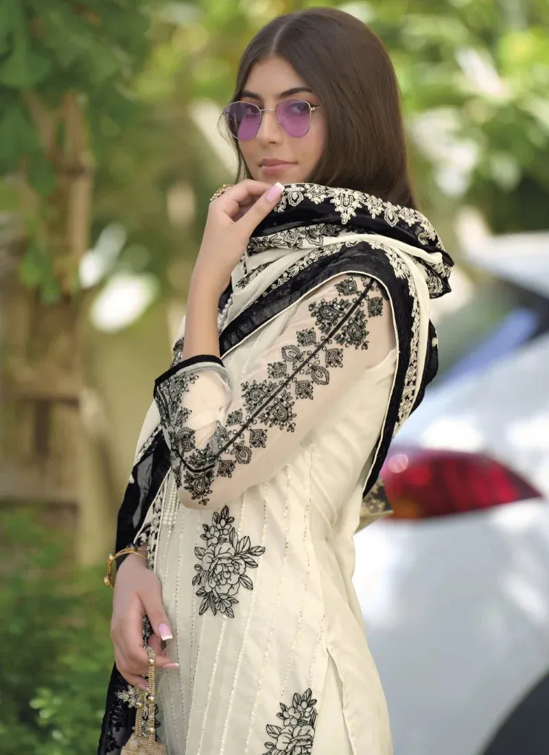 Elegant White Color Heavy Organza Salwar Suits For Women
