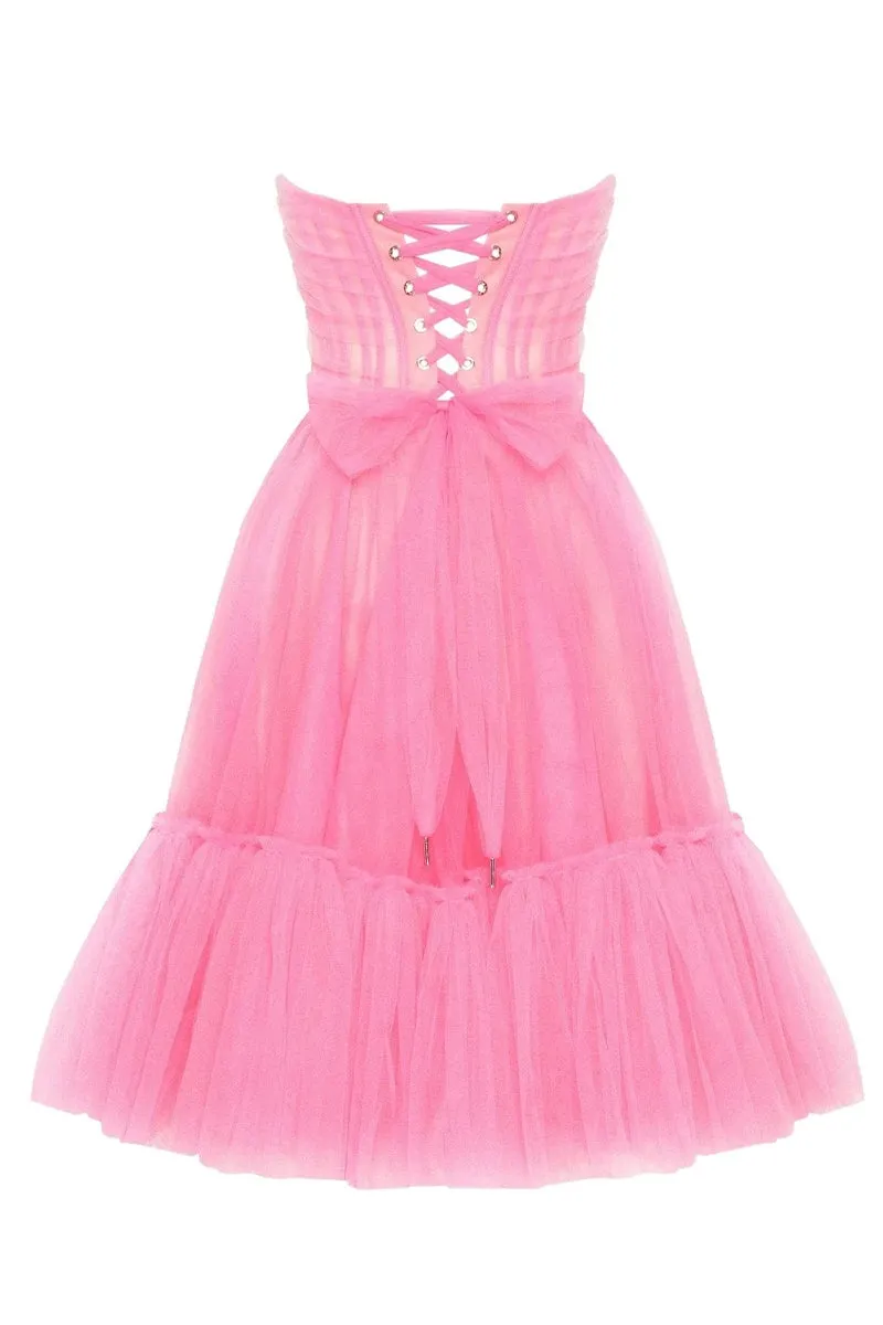 Ellee Strapless Graceful Tulle Mini Dress