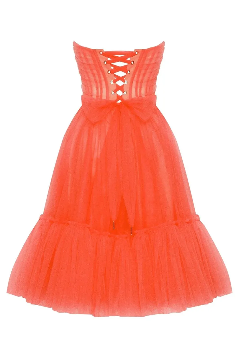 Ellee Strapless Graceful Tulle Mini Dress