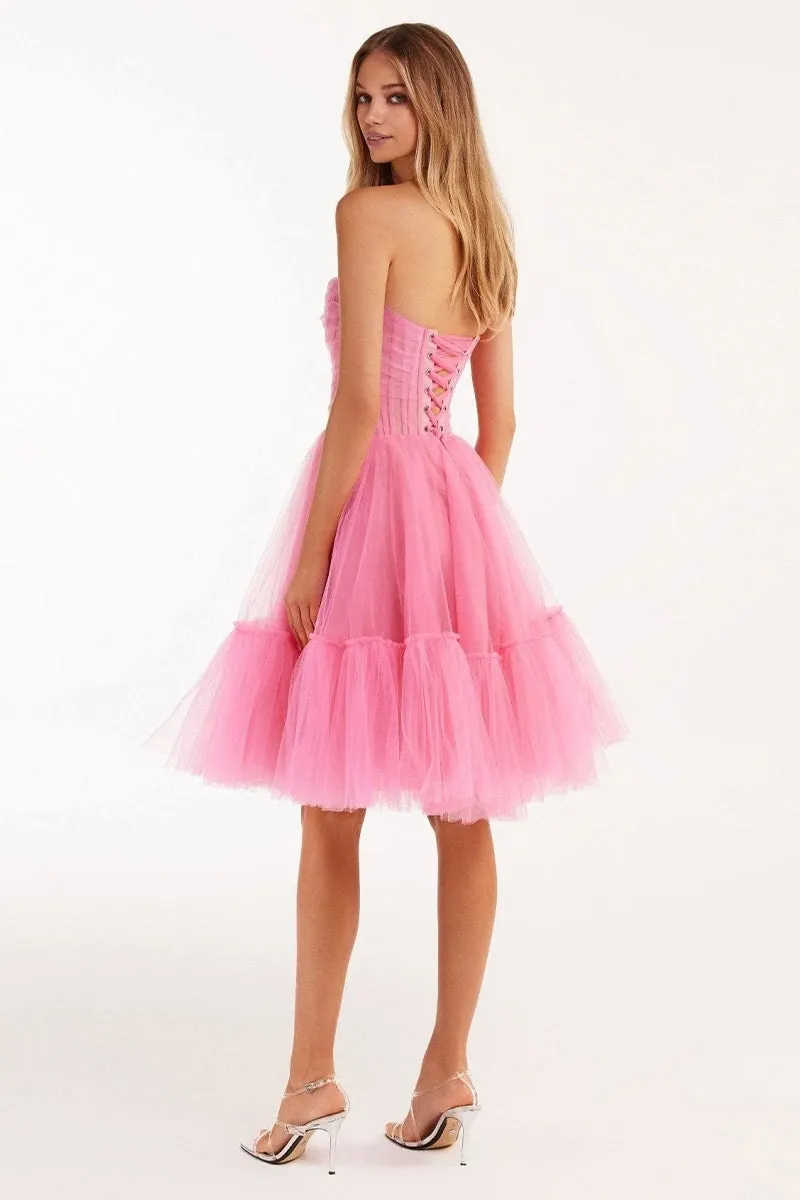 Ellee Strapless Graceful Tulle Mini Dress