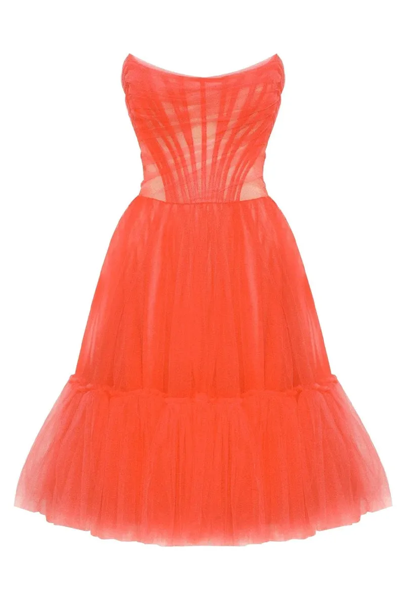Ellee Strapless Graceful Tulle Mini Dress