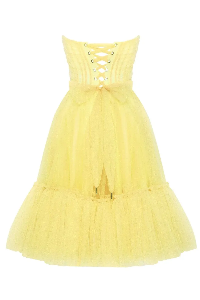 Ellee Strapless Graceful Tulle Mini Dress