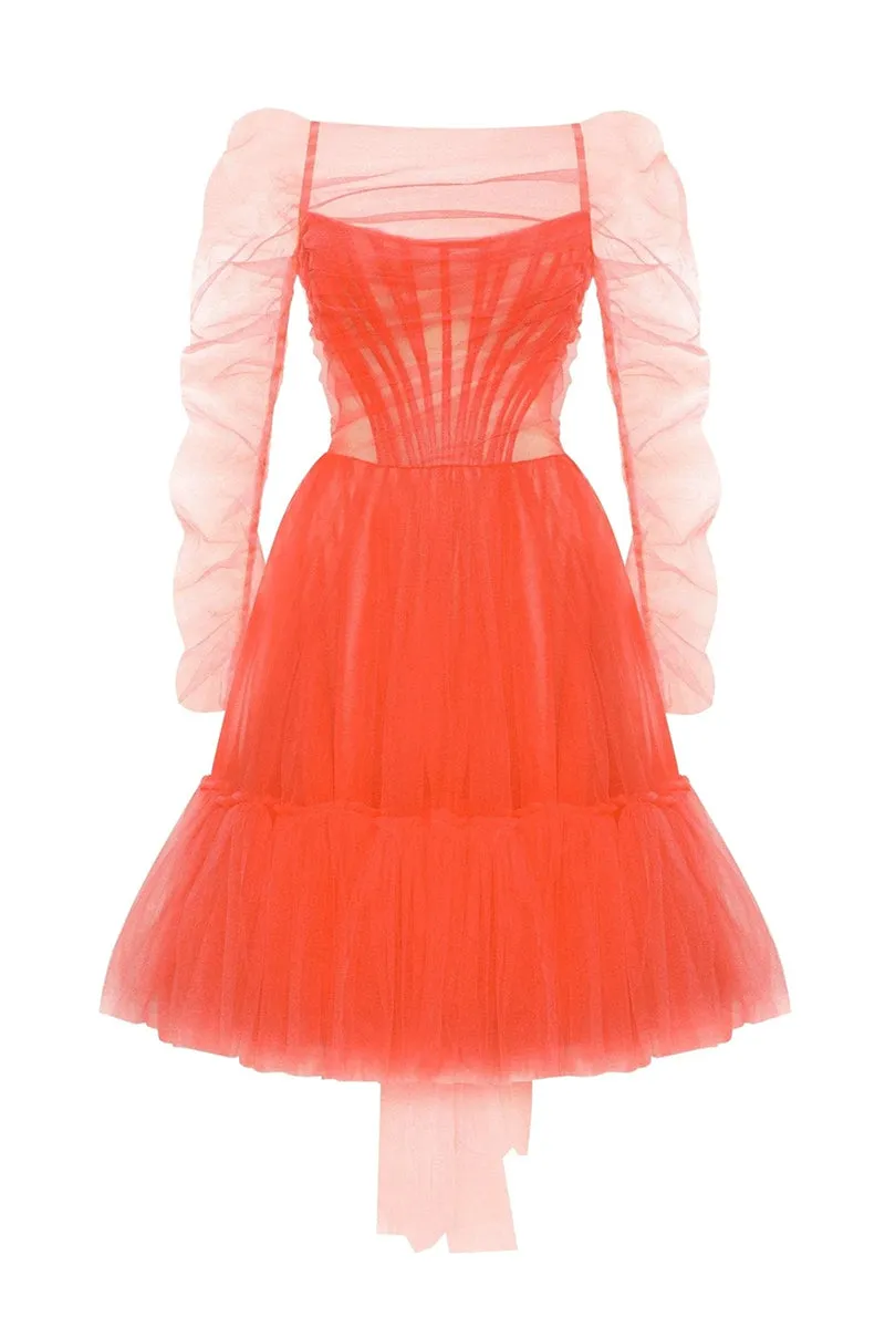 Ellee Strapless Graceful Tulle Mini Dress