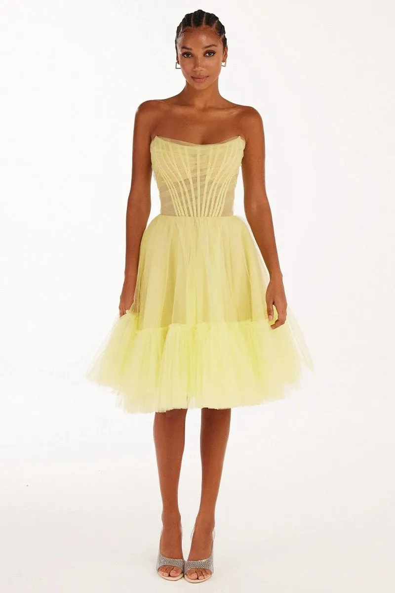 Ellee Strapless Graceful Tulle Mini Dress