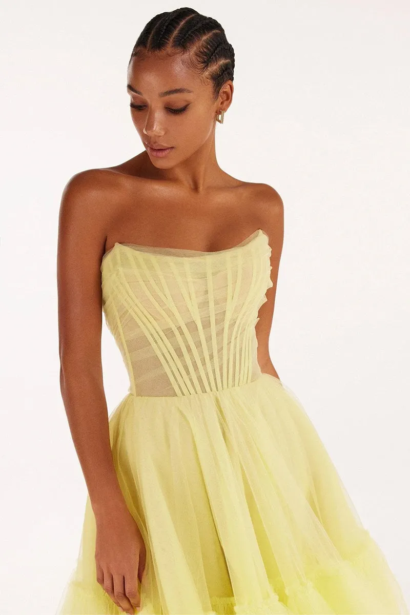 Ellee Strapless Graceful Tulle Mini Dress