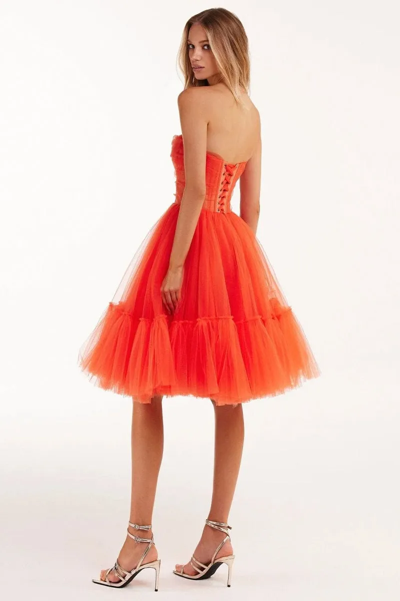 Ellee Strapless Graceful Tulle Mini Dress