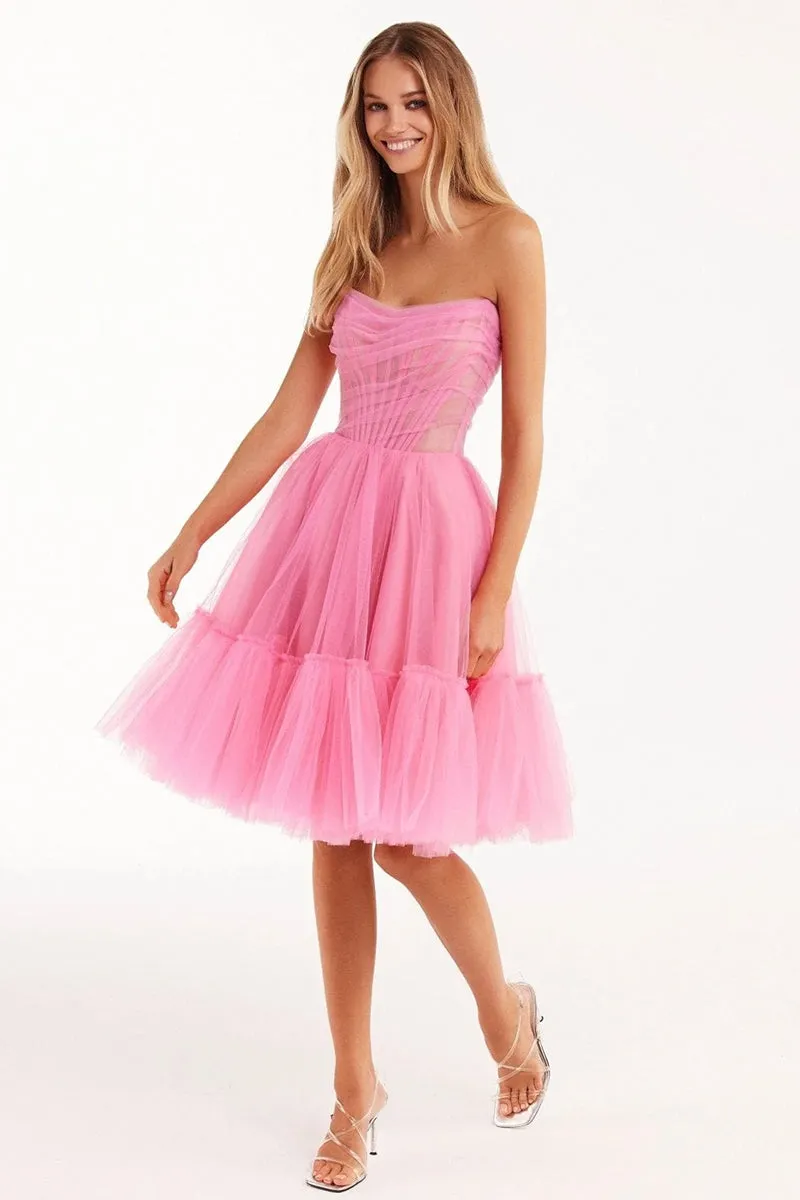 Ellee Strapless Graceful Tulle Mini Dress