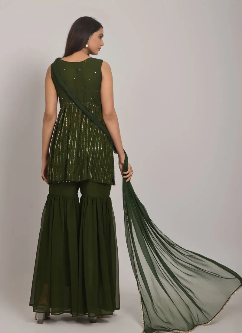 Embroidered Georgette Sharara Suit
