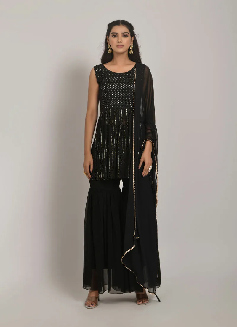 Embroidered Georgette Sharara Suit