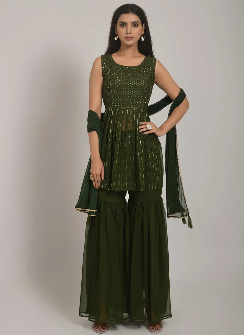 Embroidered Georgette Sharara Suit